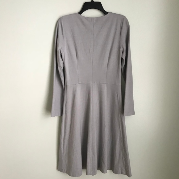 New Iren Klairie Gray Lace Trim Long Sleeve Dress - Picture 4 of 5